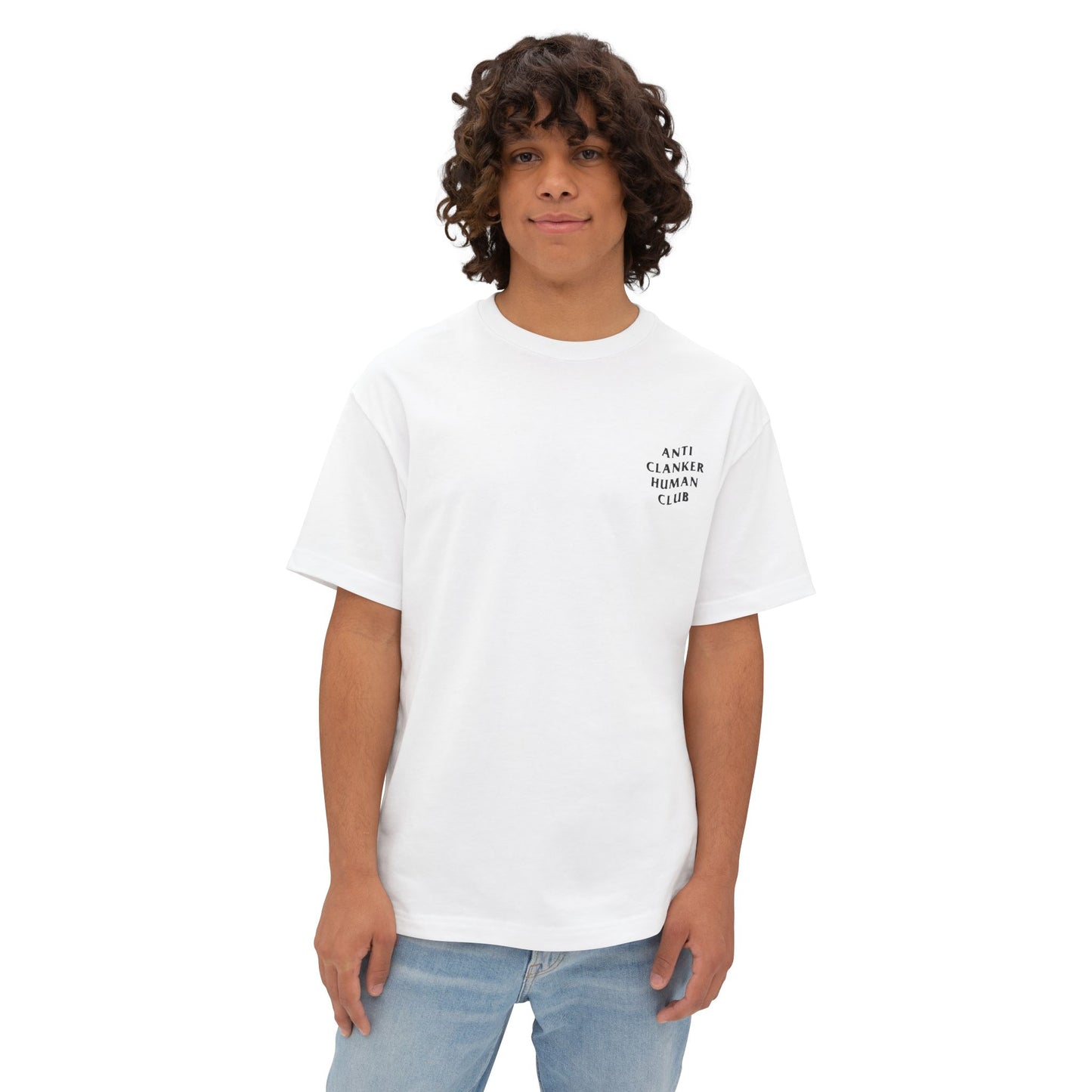 Anti Clanker Human Club - Unisex Oversized Boxy Tee
